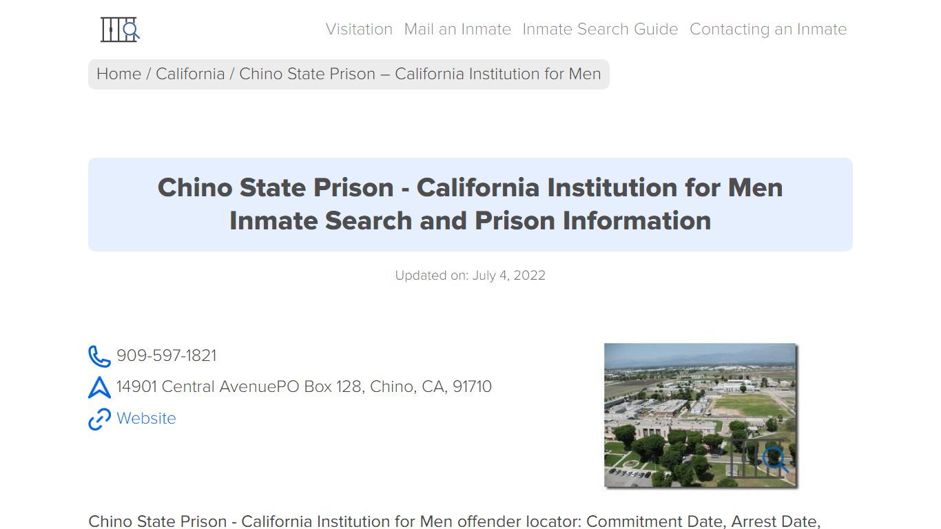 Chino State Prison - California Institution for Men Inmate ...