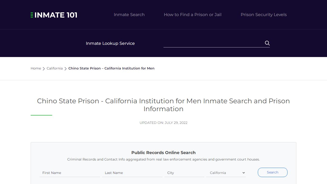 Chino State Prison - California Institution for Men Inmate ...