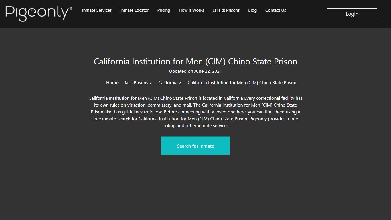 California Institution for Men (CIM) Chino State Prison ...