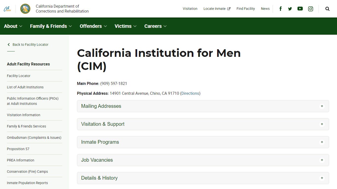 California Institution for Men (CIM) - California ...